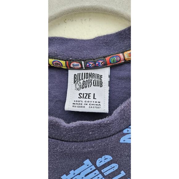 Billionaire Boys Club Mens T Shirt Large Blue All Over Logo Print Crew BBC Tee - Picture 2 of 9